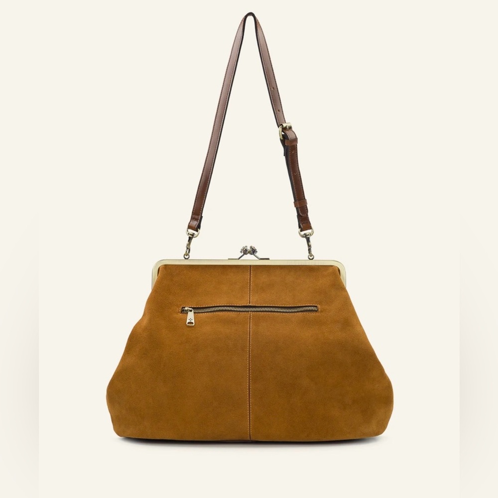 Patricia Nash Suede Satchel in Cognac Brown with Dark Brown Strap - Picture 2 of 11
